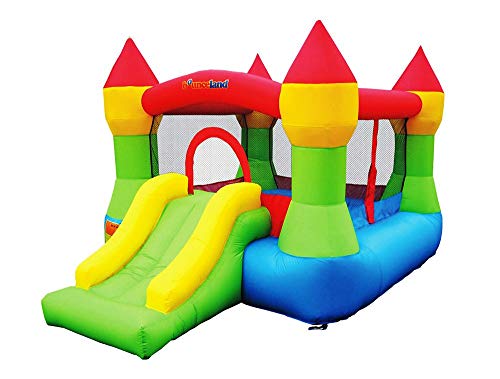 Bounceland Bounce House Castle with Basketball Hoop Inflatable Bouncer, Fun Slide, Safe Entrance Opening, UL Certified Strong Blower Included, 12 ft x 9 ft x 7 ft H, Kid Castle Party Theme Bounce House